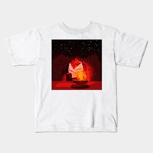 Couple Campfire Cozy Lovers Embrace Together Kids T-Shirt